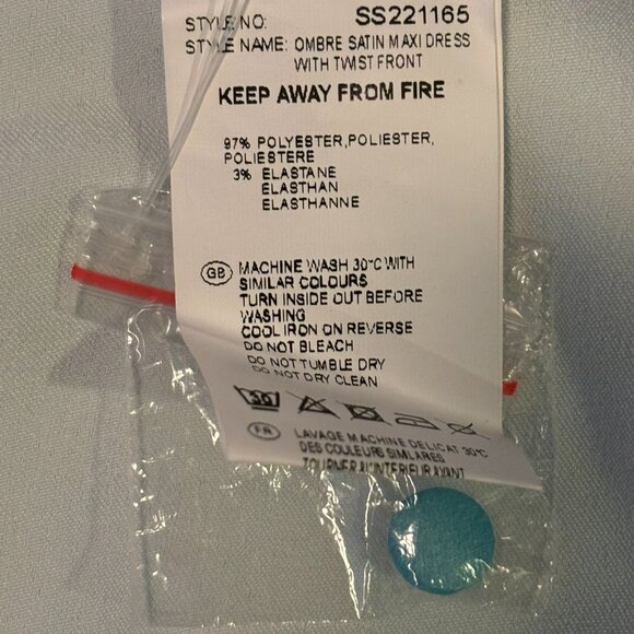 FOREVER UNIQUE Blue & Lime Ombre Satin Maxi Dress/Gown w/ Twist Front Size 2 New - Picture 6 of 16